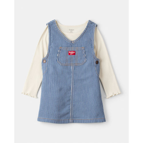 Toddler Girl Hickory Stripe Knit-Like Denim Jumper Set - Blue/Cream - OshKosh B'gosh | Carter's