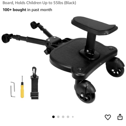 Universal Stroller Board Buggy Board with Detachable Seat, Stroller Glider Board Suitable for Most Brands of Strollers, Stroller Standing Board, Holds Children Up to 55lbs (Black)