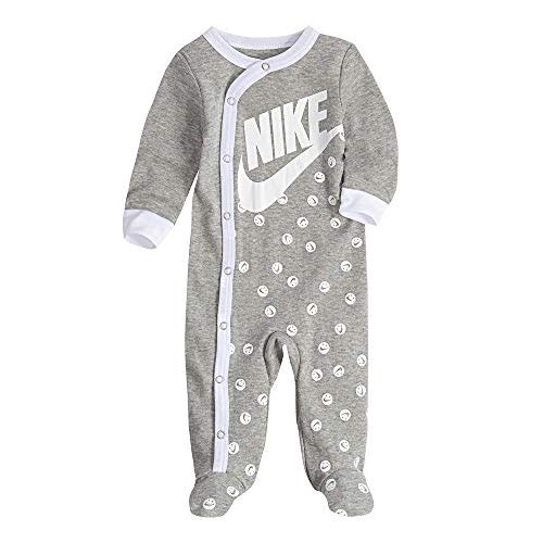 NIKE Infant/Toddler Printed Footed Coverall (Dark Grey Heather(56D679-042)/White, 3 Months)
