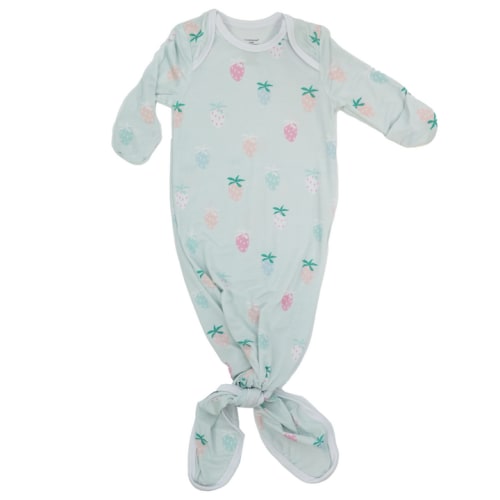 Strawberry Print Knotted Gown 0-3 months - Goosewaddle® | Newborn Baby Blankets Toys Teethers Bibs & More