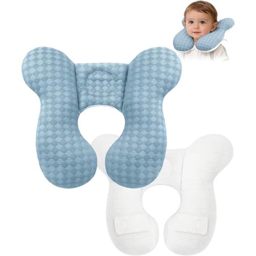 KAKIBLIN Baby Travel Pillow, Baby Neck Pillow for Car Seat, U-Shaped Head and Neck Support for Stroller Pushchair, Soft Cooling Breathable Infant Head Pillow for Newborn Toddler