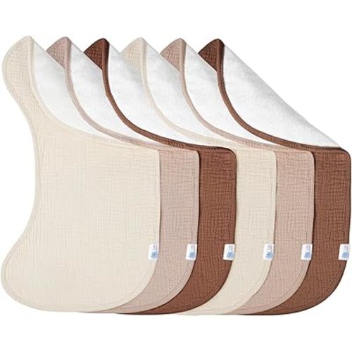 lulumoon Muslin Burp Cloths for Babies: 100% Soft Cotton Large Burping Cloths - Neutral Baby Burp Rags for Boy and Girl - Absorbent Burp Cloth for Spit-Ups 6 Pack