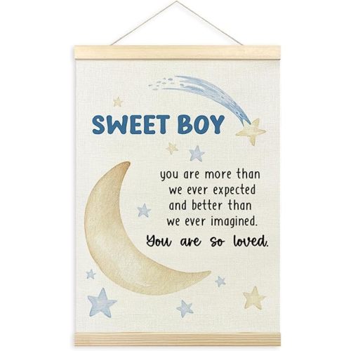TLESKE Baby Boy Kids Room Poster Hanger Frame, Sweet Boy Hanging Wall Art Decor Framed for Bedroom Nursery Playroom, You Are Loved Wall Prints Picture Artwork Banner, 12x16