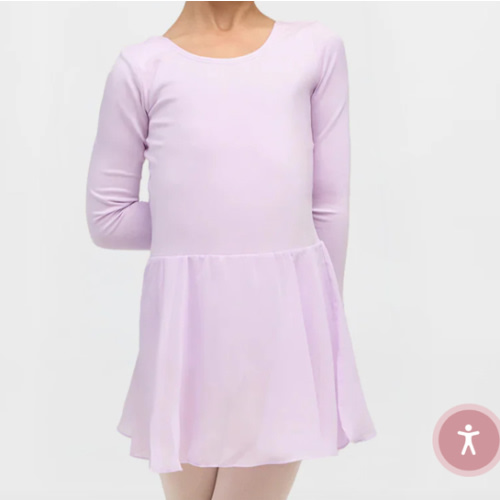 Girls Long Sleeve Ballet Leotards with Sheer Skirt