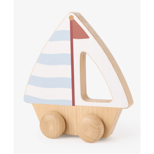 WOODEN PUSH TOY SAIL BOAT