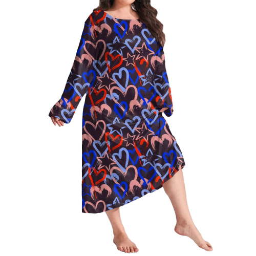 Hontri Plus Size Night Gowns for Women 4X-5X Loose Nightgown Sleep Shirt Loungewear Butterfly Print( X02/Dark Blue Xl )