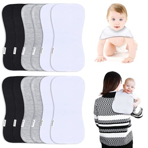 Baby Burp Cloths & Bibs 2-in-1 Design 3 Layers Thicken Cotton Absorbent and Soft Spit Up Burping Rags Set for Newborn