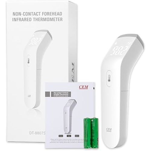 CEM DT-8807S FDA CE Digital Thermometer for Adults and Kids, No Touch Forehead Thermometer for Baby, 2 in 1 Body Surface Mode Infrared Temperature Gun with Fever Alarm and Instant Accuracy Readings