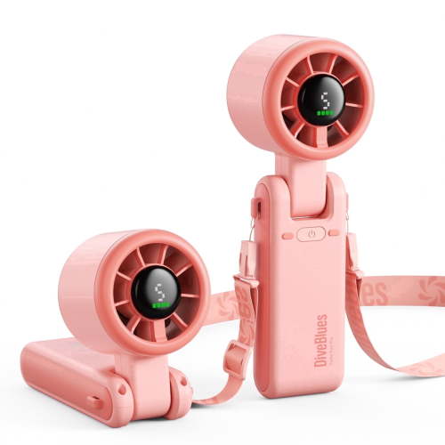 Diveblues Handheld Fan – 4000mAh Rechargeable Turbo Mini Fan, 5-Speed Personal Cooling for Travel & Outdoor Use