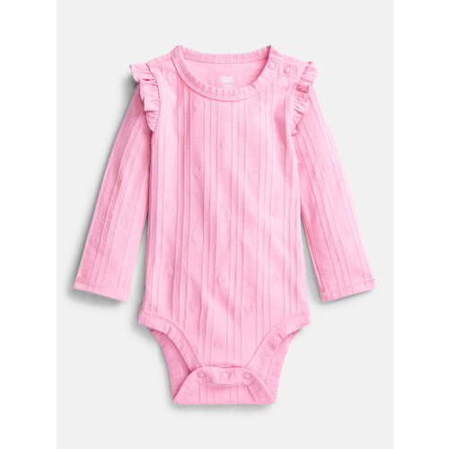 Wonder Nation Baby Girls Flutter Bodysuit with Long Sleeves, Sizes 0-24 Months