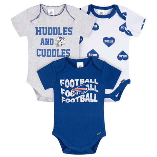 3-Pack Baby Girls Buffalo Bills Short Sleeve Bodysuits