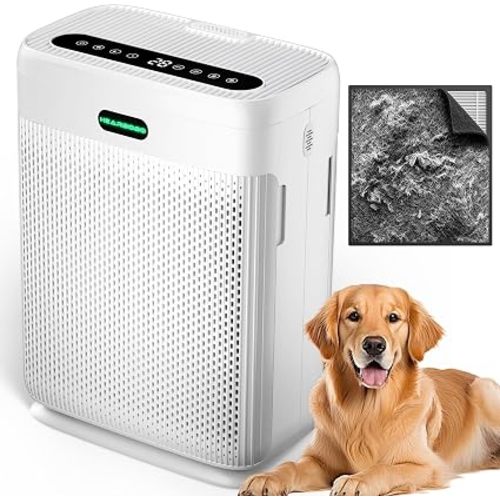 Air Purifiers for Home Large Room Up to 3000 sq ft, H13 HEPA Filter Washable, PM2.5 Air Quality Sensor, Quiet Sleep Mode, 8X Dual-Side Air Cleaner for Bedroom Pet Dander Smoke Dust Pollen