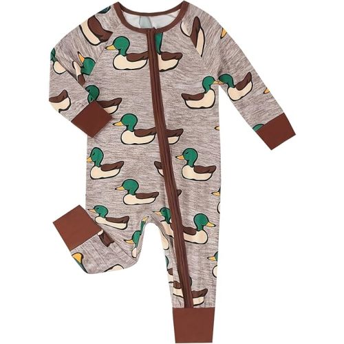 MOSSRIVER Bamboo Viscose Baby Long Sleeve Romper, Cute Pumpkin Prints Zipper Footless Jumpsuit, Toddler One-Piece Outfits