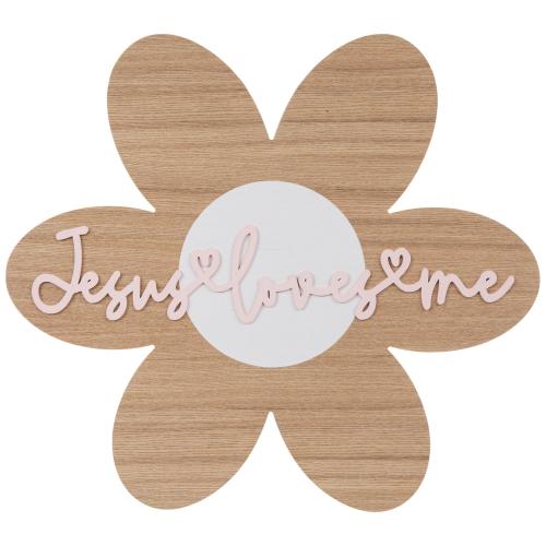 Jesus Loves Me Flower Wood Wall Decor