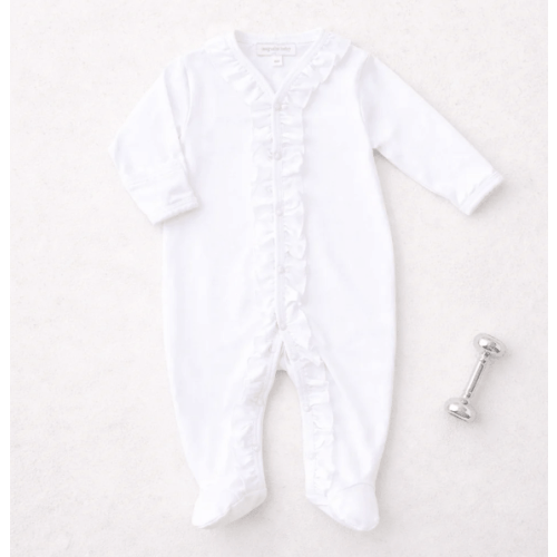 Magnolia Baby Girl Essentials White Ruffle Footie