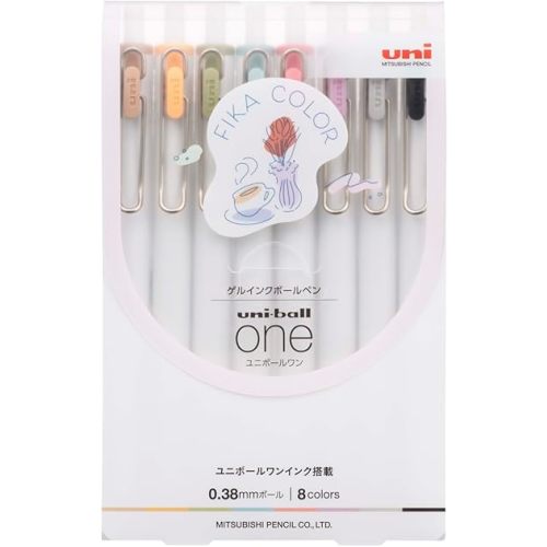 Mitsubishi Pencil UMNS38FC8C Gel Ballpoint Pen Uni-Ball One 0.38 Fica Color Set of 8 Colors