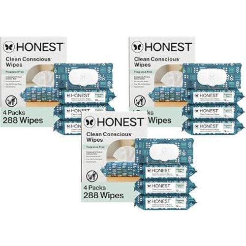 The Honest Company Hypoallergenic Multi-Use Baby Wipes for Sensitive Baby Skin, Balance Blues, 288 Count (Pack of 3)