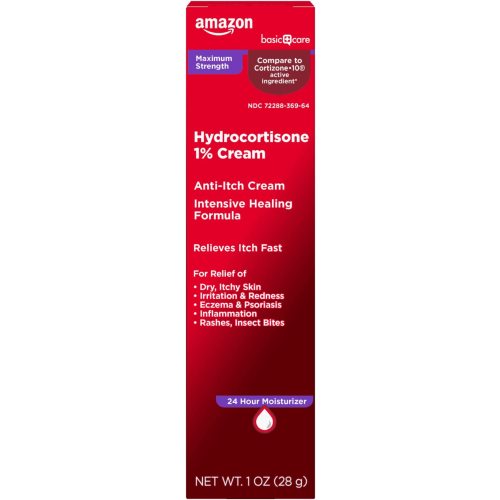 Amazon Basic Care Maximum Strength Anti-Itch Cream, Hydrocortisone 1 Percent Intensive Healing Formula, 1 ounce (Pack of 1)