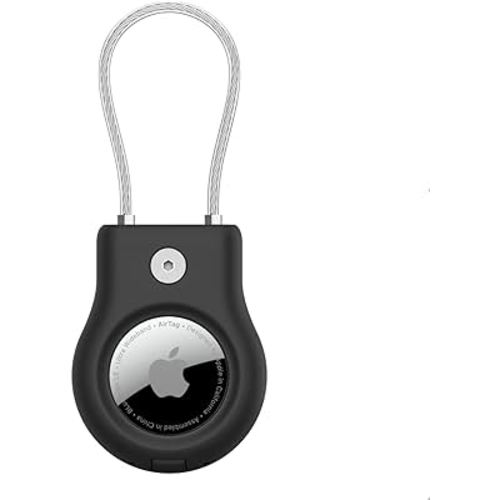 Belkin Apple AirTag Secure Holder with Wire Cable - Durable, Scratch-Resistant AirTag Case w/ Allen Key Locking System, Protective AirTag Keychain Accessory for Keys, Luggage, Pets, & More – Black