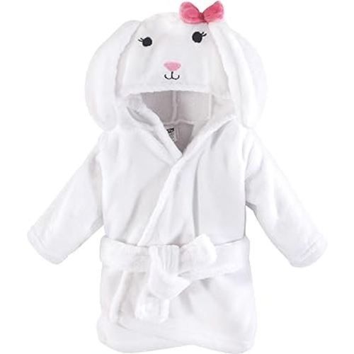 Hudson Baby Unisex Baby Plush Animal Face Bathrobe, Bunny, 0-9 Months