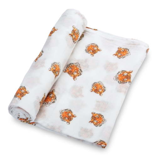 LollyBanks Baby Muslin Swaddle Blanket-Tiger- 100% Muslin Cotton - 47"x47" - 1 Pack