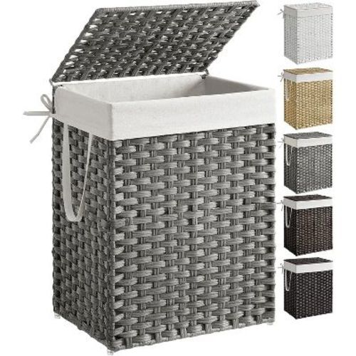 65L Laundry Hamper with Lid Folding Laundry Basket Clothes Hamper with Removable Liner for Laundry Room Gray