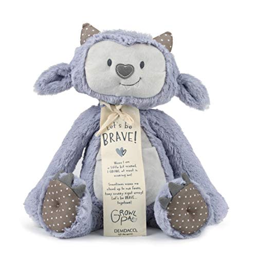 DEMDACO Growl Pal Let's Be Brave Polka Dot Purple 16 inch Plush Fabric Figure Toy