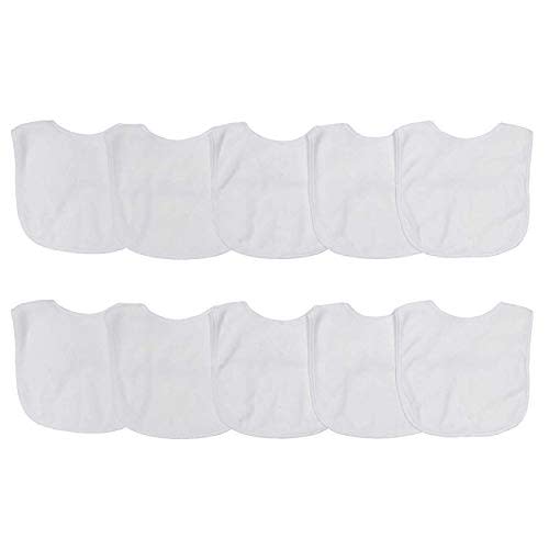 Neat Solutions 2-Ply Knit Terry Solid Color Feeder Bibs in White - 10 Count(Pack of 1)