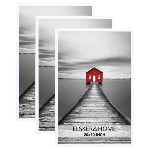 ELSKER&HOME 20x30 Frame 3 Pack, White 20x30 Poster/Picture Frame for Horizontal or Vertical Wall Mounting, Sturdy and Scratch-proof