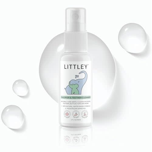 Littley Pacifier & Teether Cleaner | Alcohol‑Free HOCl Spray for Baby Pacifiers, Teethers, Bottles & High‑Touch Toys | Fragrance‑Free | Portable Travel Size | 2 oz
