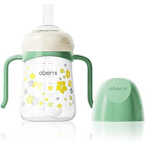 Sippy Cup, Weighted Straw Baby Trainer Cup, Toddler Drinks Water Bottle with Leakproof Spout for 6+, No Spill Learner Cup 240ml/8oz