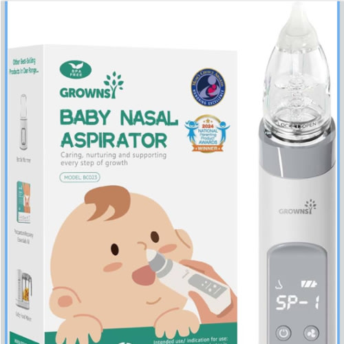 GROWNSY Nasal Aspirator for Baby, Electric Baby Nose Sucker with Larger Suction Chamber and More Powerful Suction, Automatic Nose Cleaner with Music and Light Soothing Function