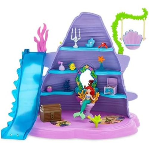 Disney Store Action Toys The Little Mermaid Ariel's Grotto Playset - Fun Girl Toys, Mini Figures Set - Includes Flounder, Sebastian, Treasures & More - Perfect for Fans of Ariel