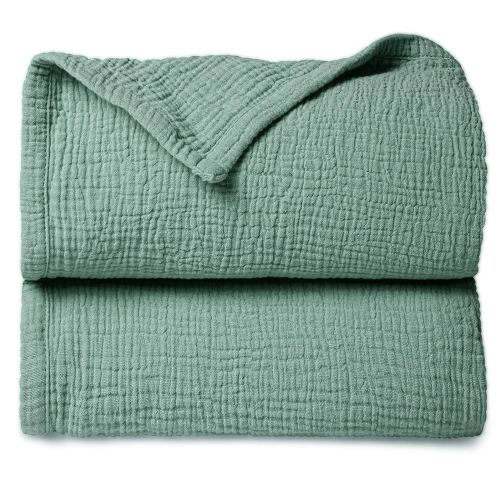 Lulu moon Muslin Quilt Blanket, Crib Blanket for Baby and Toddler,47x47 Inches(Lotus Leaf)