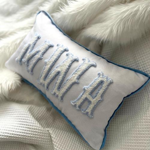 Monogrammed Punch Needle Pillow, Custom Name Pillow, Newborn Announcement, Baby Shower Gift, Pregnancy Reveal Decor, Kids Room Decoration