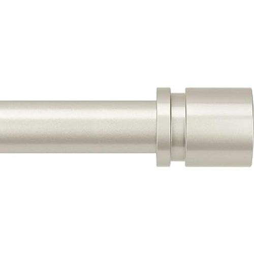 Curtain Rods for Windows 16 to 144 Inches Adjustable Length 1 Inch Diameter Window Curtain Rod with Aluminium End Cap, Brushed Nickel