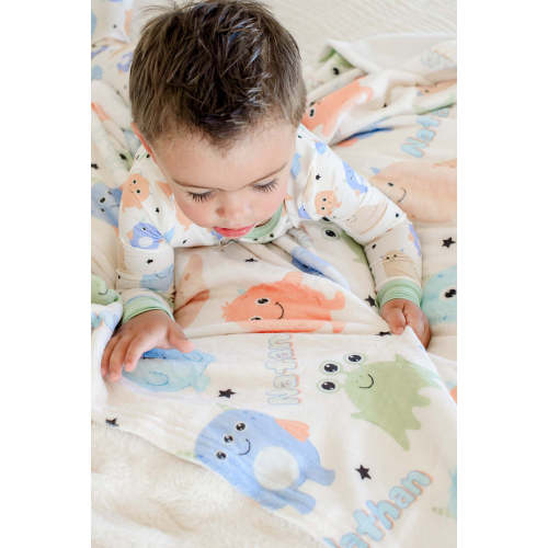 Personalized Kids' Blanket in Mini Monsters | Caden Lane