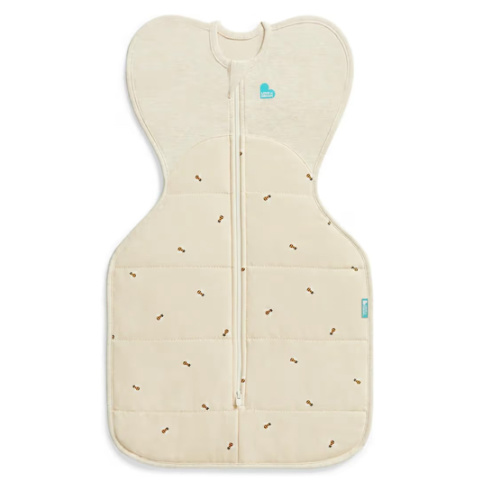 Love to Dream Swaddle UP Warm, 2.5 TOG, Dramatically Better Sleep, Allow Baby to Sleep in Preferred Arms Up Position for Self-Soothing, Snug Fit Calms Startle Reflex, 5-8.5lbs, Oatmeal Bees