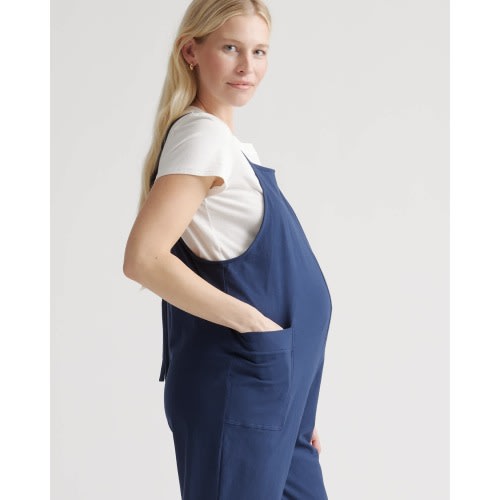 Organic Cotton Maternity Overalls in Navy