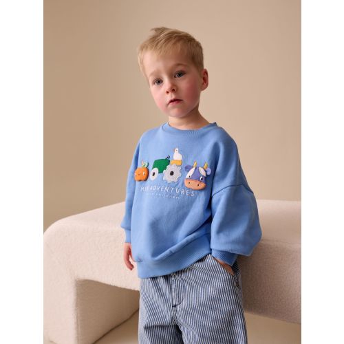 Blue Farm Animals All-Over Print Crew Neck Sweatshirt (3mths-7yrs)