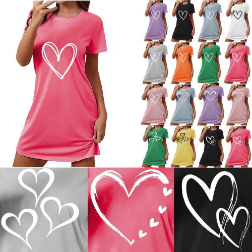 Royisotas Summer Nightgowns for Women Hot Pink Plus Size Nightdress ShortSleeve CrewNeck Womens House Wear