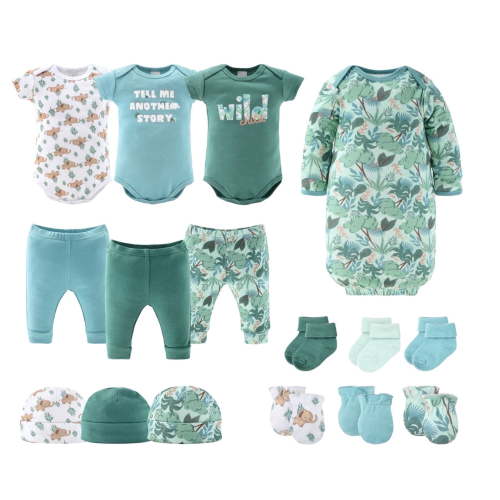 The Peanutshell 16-Piece Baby Layette Set for 3-6 Months, Wild Jungle