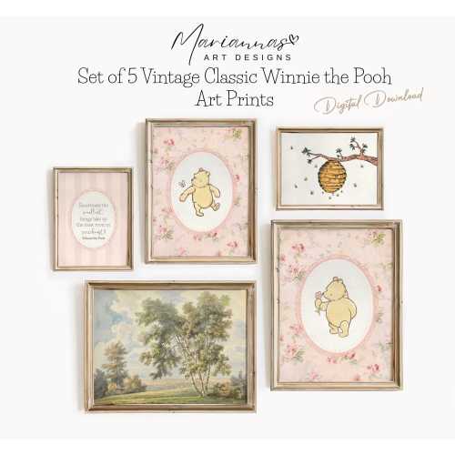 Winnie the Pooh Prints Classic Winnie the Pooh Print Vintage Pooh Nursery Decor Vintage Girls Nursery Baby Shower Gift PRINTABLE Wall Art