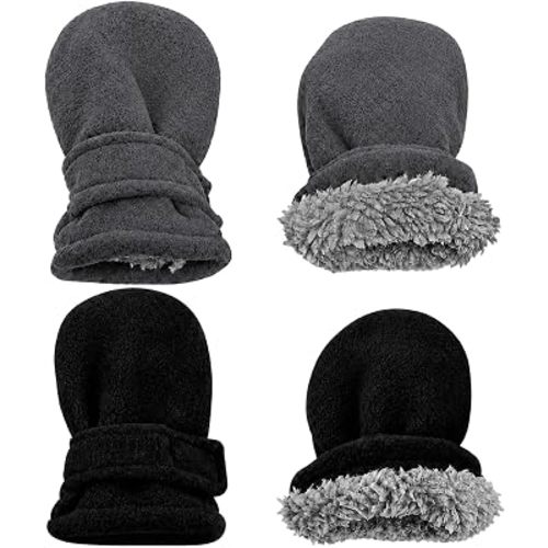 N'Ice Caps Baby Toddler Mittens Kids 2 Pair Pack Fleece Warm Sherpa Lined