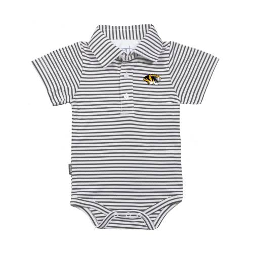 Infant Garb Charcoal/White Missouri Tigers Carson Polo Bodysuit