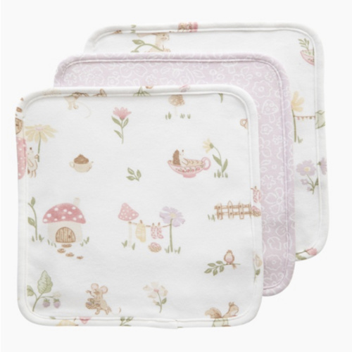 3 Pack Organic Wash Cloths - Whimsical Wonderland