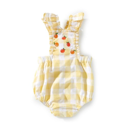 Edgehill Collection Baby Girls Embroidered Oranges Gingham Bubble