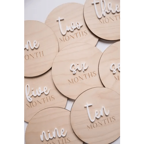 Layered Wood + Acrylic Monthly Milestones — Painted Letter Co.