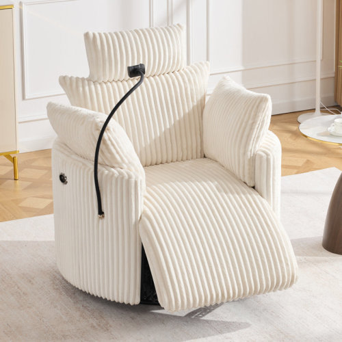 Ebern Designs Max 210° Swivel Recliner Chair With Electric Adjustable Backrest And Footrest, Rocking Chair With Phone Holder And Usb Charging Port | Wayfair