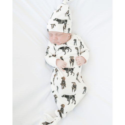 German Wirehaired Pointers - Newborn Gown + Hat